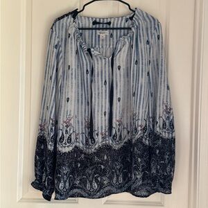 Style & Co. Navy and White Patterned Blouse. Size 2x
